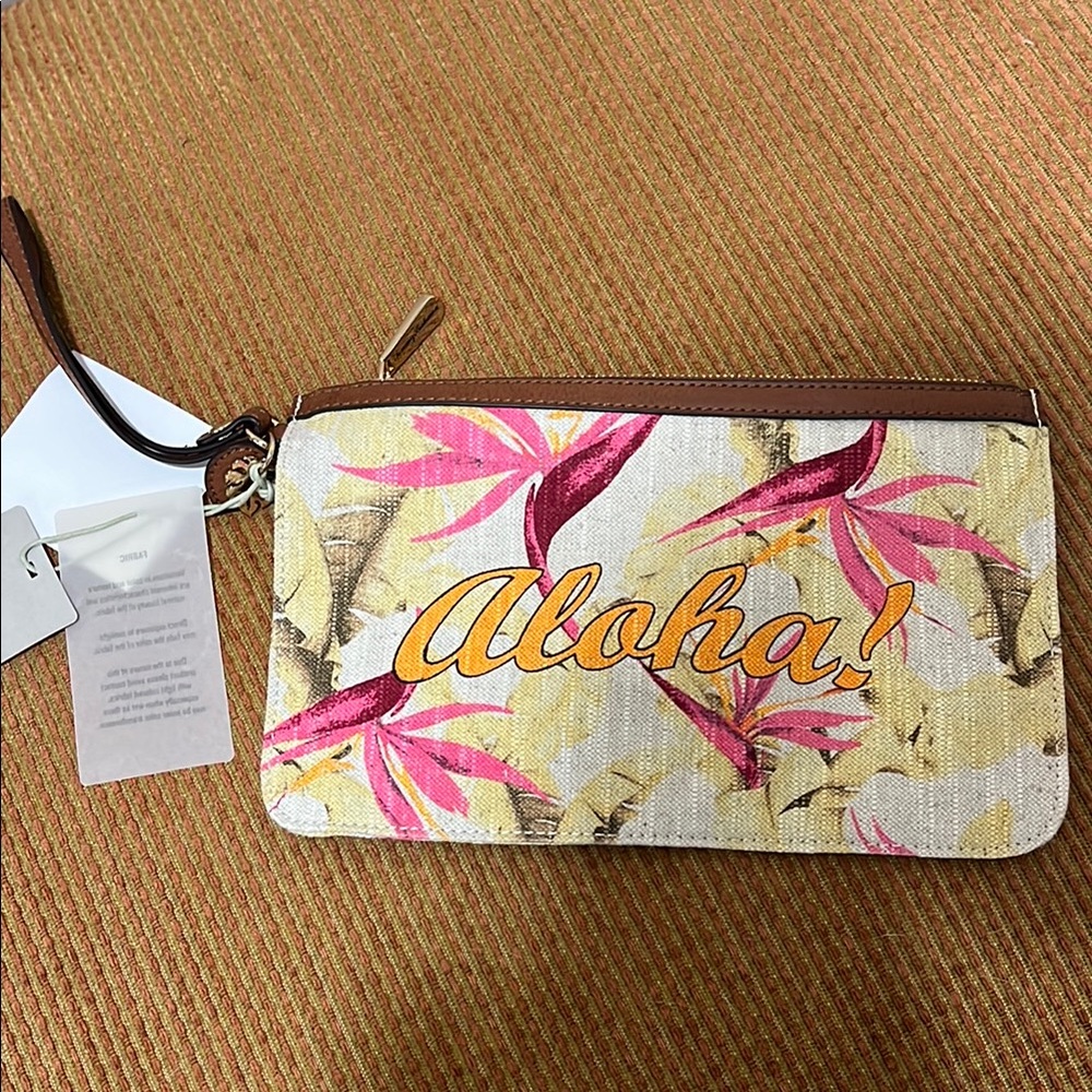 Tommy Bahama Pink and Brown Tropical Wristlet